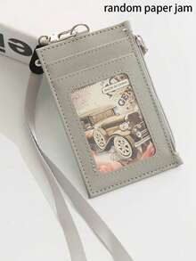 休闲仿皮卡包 - 1 件带挂绳的拉链证件包 - 无衬里可手洗女士钱包迷你钱包钱包学校用品卡包钱包返校用品 - 彩色 - 查看 18