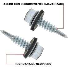 Bolsa con Piezas de Tornillos Pija Hexagonal Punta de Broca 14x 1u201D con Rondana de Neopreno, Galvanizado, Autoperforante y Anticorrosin. para Lmina de Aluminio y Techos Metlicos. - plata - Ver 3