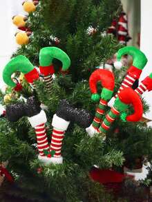 1 buc Crăciun Elf picior ramură inserții ornamente, decorațiuni ornament brad de Crăciun, Moș Crăciun și Crăciun Elf figurină picior, decor scenă, decor festivaluri, decor cameră, decor casă, decor birouri, decor petrecere tematică, decor Crăciun, picior de Crăciun