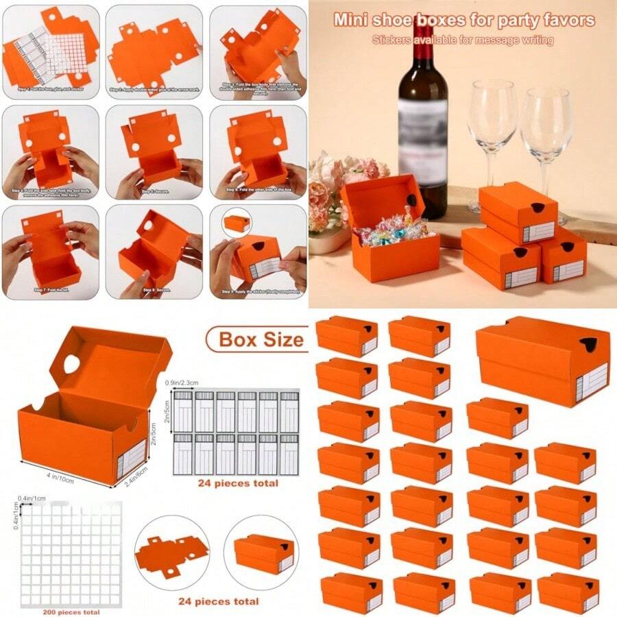 24pcs Mini Shoe Gifts Boxes Durable Small Sneaker Gifts Boxes Funny Sports Theme Party Decoration Supplies Suitable For Cookies Chocolate Candy Orange - trái cam - Xem 1