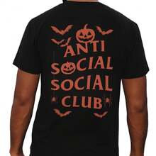 CAMISETA DIA DE MUERTOS ANTI SOCIAL HALLOWEEN CALABAZA URBANO- COMODA SUAVE OTOÑO HALLOWEEN - Negro - Ver 1