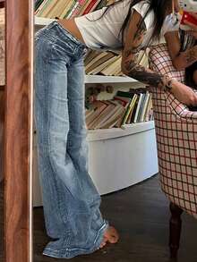 Women's Flare Jeans Y2K 90s Bootcut Mid Rise Vintage Pants Denim Pants Bell Bottoms Spring And Summer Clothes - Light Wash - View 4