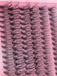 240pcs Individual D-Curl Cluster False Eyelashes, Includes Glue And Sealer, Soft Sponge Texture, Dense And Fine For Enlarged Eye Effect, Mixed 40D+50D+60D/60D+80D+100D, 10-16mm Mixed Length, Suitable For Daily, Wedding, Party And Travel Makeup - 黑色 - 查看 5