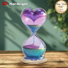 1 pieza Decoración de escritorio acrílica 2D giratoria, muestra el reloj con un bombillo en forma de corazón con degradado púrpura y verde azulado, para un ambiente elegante en el hogar u oficina - Multicolor - Ver 7