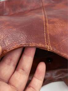 Women's Bucket Shoulder Handbag, Minimalist Fashion Large Capacity Tote Bag, Soft Faux Leather Shoulder Bag, Zipper Handbag - Brown - View 6