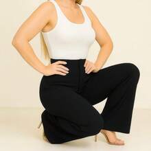 Pantalón de Vestir con Pinzas en cintura (ACAMPANADO) - Negro - Ver 2