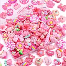 40/60pcs Rose Pink Slime Charms Assorted Cute Decoden Embellishments, Kawaii Slime Accessories,For Crafts Mini Decoden Acrylic Embellishments Phone Junk Cases Scrapbooking & DIY Decoration - 60PC - 查看 3