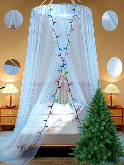 Mosquito Net, Single Door Mosquito Net, Hanging Mosquito Net, Home Bedroom Floor-Standing Mesh Canopy, Suitable For Most Beds Under 1.8m, Bedroom Outdoor Decor, Adult Bed Decor, No Light Strip, Garden Mosquito Net