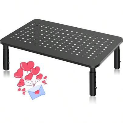 Monitor Stand Riser, Metal Computer Stand, 3 Height Adjustable Screen Riser With Mesh Platform For , Laptop, Printer, Notebook And All Flat Screen, Holds Up To 20KG