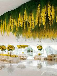 30/50pcs Artificial Wisteria Flowers, 3.75-Foot Artificial Flower Rope, Fake Hanging Flowers, Silk Wisteria Flower Garlands, Wedding Party Home Decoration, Green Wall Ceiling Flower Decoration, Perfect Wedding Hanging Decoration, Suitable For Parties, Birthdays, And Families - Multicolor - View 7