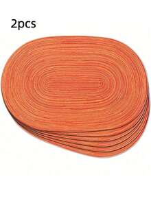 Cotton Yarn Woven Oval Placemats 12x18 Inch, Dining Table Oval Napkins, Natural Woven Heat Resistant Table Mats For Family Gatherings, Wedding Parties (Orange Red) - Orange - View 12
