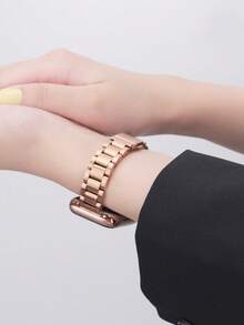 1PC Women's Rose Gold Stainless Steel Watch Strap Watchbands Compatible With IWatch 49mm 46mm 45mm 44mm 42mm 41mm 40mm 38mm, Business Fashion Metal Watch Band Compatible With Apple Watch Series 11 SE3 10 9 8 7 6 5 4 3 2 1 Ultra3/2/1, Luxury Slim Dressy Smart Watch Strap Accessories Compatible With Apple Watch Bands, - 玫瑰金 - 查看 2