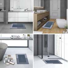 Super Absorbent Bathroom Floor Mat - Quick-Drying And Non-Slip, Soft Carpet Suitable For Shower Room, Kitchen, Living Room, RV, Fast-Absorbing Modern Bathroom Decorative Mat, Geometric Pattern, Comfortable Texture Home Accessories, Halloween/Christmas/Thanksgiving Decorative Floor Mat - 淺灰色 - 查看 3