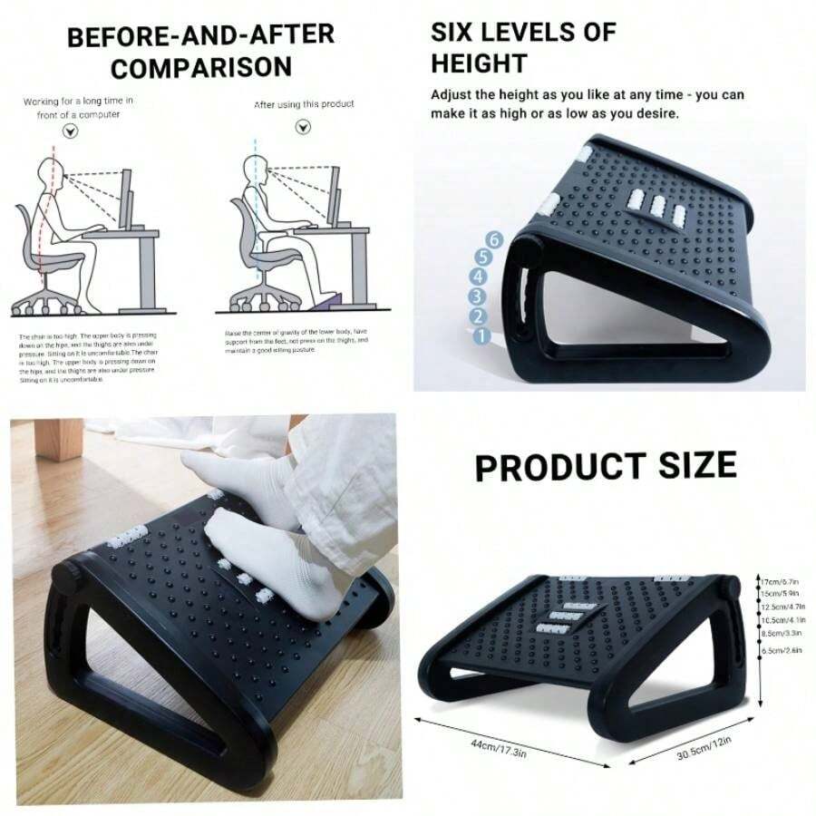 OFICINA RESTA DEL PIE EL ALTA AJUSTABLE CON LIP BAJO DESCRIPCIN DEL PIE ESCLI - Negra - Ver 1