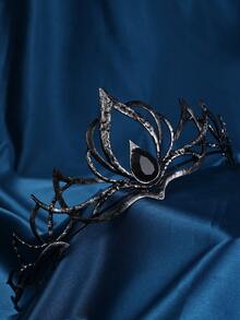 Gothic Crown, Queen Crown Headpiece, Witch Crown Headband, Costume Accessories, Suitable For Halloween, Masquerade And Other Occasions,Wedding Hair Accessories - Black - View 3