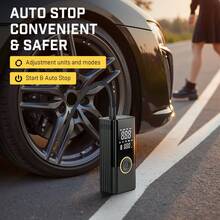 Carsun Tire Lnflator Portable Air Compressor Tire Air Pump ,150PSl Portable Air Pump For Car Tires With Pressure Gauge With Auto Shut-Off,LED Light,2600mAh*3 Electric Air Pump Quick Inflation For Cars, Motorcycles, Bikes, Tires, Balls,Car Women Accessores