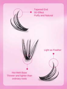 ARTSTAR 60根簇状假睫毛，3排，0.07毫米，20D/30D/40D/50D/60D可选，自然款，单根手工制作 - D - 查看 5