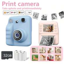 儿童相机,儿童即时打印相机,可打印照片,即时数码相机,适合儿童使用,充满自拍乐趣,1080P高清视频录制,捕捉精彩瞬间,内置MP3播放器和益智游戏,儿童礼物,适合3-12岁男孩女孩,圣诞节、生日、开学礼物 - 彩色 - 查看 4