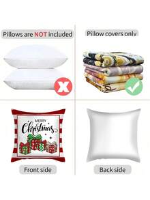 1 pieza Funda de cojín decorativa navideña, regalo de Navidad, funda de cojín con elementos navideños, decoración de habitación, decoración de dormitorio, decoración navideña, decoración de fiesta (no incluye el relleno del cojín) (impresión de un solo lado)