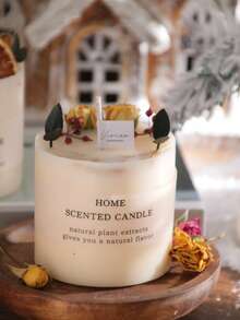 1支天然花香蜡烛，大豆蜡制成，含干花，适用于卧室、房间、办公室装饰。精美香氛礼物，适合节日、父母、朋友（随机标签）