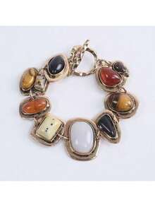 Light Luxury Versatile Exquisite Internet Celebrity Necklace Bracelet Set Fashion Simple Circle Stone Bead Collarbone Chain - 腰鏈 - 查看 2