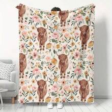 1pc Comfortable Highland Cow Pattern Flannel Blanket - Soft & Warm, Suitable For Napping, Camping, Travel And Home Decor | Perfect Gift For Friends, Family And Loved Ones - Multicolor - View 13