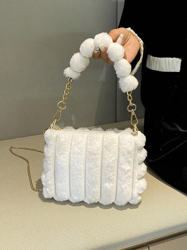 حقيبة يد مربعة سوداء فاخرة، حقيبة كتف فرائية عصرية، مناسبة للاستخدام اليومي للنساء