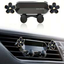 Soporte para teléfono de coche, diseño de clip de ventilación con flor, montaje horizontal y vertical en la rejilla de ventilación, estable y bloqueo automático, universal para navegación de coche - Unitalla - Ver 1