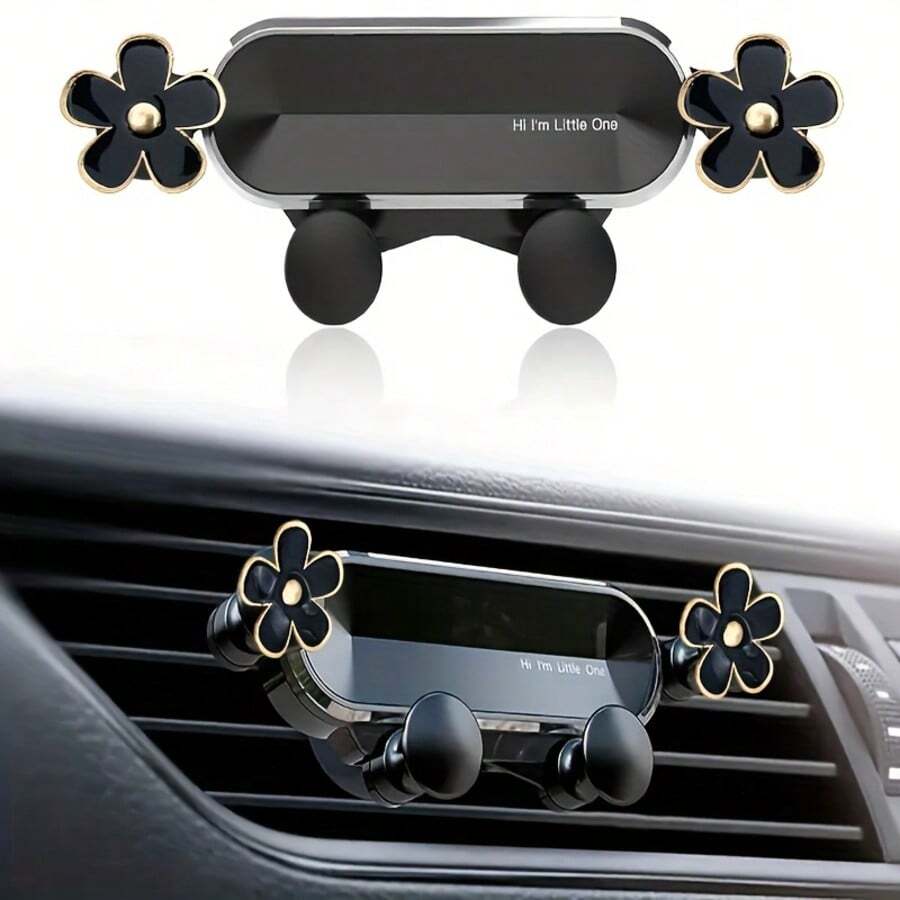Soporte para teléfono de coche, diseño de clip de ventilación con flor, montaje horizontal y vertical en la rejilla de ventilación, estable y bloqueo automático, universal para navegación de coche - Unitalla - Ver 1