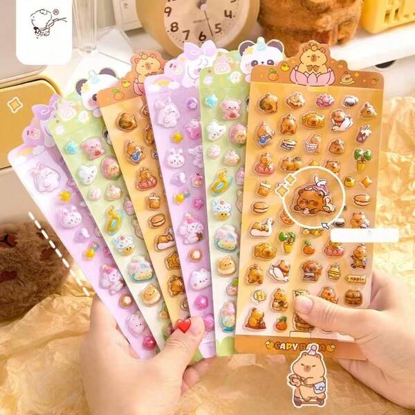 Cute Bear 3D Embossed Acrylic Stickers, High-Quality DIY Scrapbooking Stickers