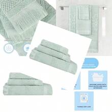 Cotton 3 Piece Towel Set Quick Dry Bathroom Entials Shower Spa Luxury Plush Soft Absorbent Towels Includes 1 Bath 1 Hand 1 Washcloth/Face Towel Rolla Collection Sage