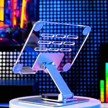 Acrylic Tablet Stand | 360-Degree Rotatable & Foldable | Desktop Holder For IPad And Smartphones | Clear, Sleek Design With Metal Accents | Ideal For Live Streaming And Internet-Famous Classes | Sturdy Base For Home Office Use, Desktop Gadget Holder | Modern Tablet Stand | Acrylic Construction, Tablet Holder Stand