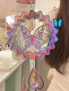 Mandala Wind Chime, Foldable Rotating Colorful Hanging Decor For Indoor And Outdoor Home