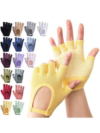 1 双女士露指露背保暖瑜伽手套，防滑瑜伽配件