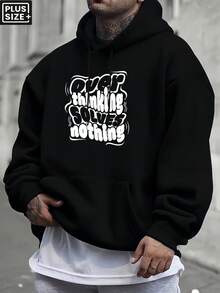 95% Polyester 5% Spandex Men's Regular Plus Size Hoodie With Pocket And "Thinking About What" Print, 240g, Made In A Global Four Seasons Factory, Comfortable, High Quality, And High Fit, Casual Sweatshirt - 白色 - 查看 8