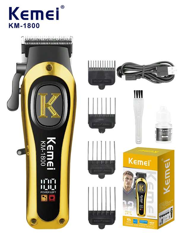 Kemei 1 pièce Tondeuse à cheveux professionnelle Kemei, rasoir, tondeuse pour hommes rechargeable USB sans fil, machine à couper les cheveux électrique réglable, conçue spécifiquement pour les barbiers et les coiffeurs professionnels