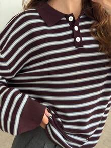 Women Cable Knit Sweater Loose Solid Color Crew Neck Long Sleeve Pullover Tops Casual Winter Fall Clothes - Burgundy - View 4