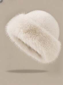 1pc Women's Warm Winter Hat, Fluffy And Flattering, Suitable For Cold Weather - Multicolor - View 3