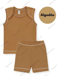 KIT 2 Conjunto Verão Bebê Menino Menina Unissex 4 Peças em Algodão Respirável Verão Fresquinho (2 Regatas + 2 Mijões/Shorts) Sortidos PREMIUM