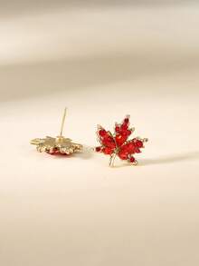 1 Pair Autumn Maple Leaf Vintage Red Elegant Earrings, Sophisticated Design For Daily Wear