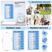 Tablero de Lista de Verificacin, Tabla de tareas para nios, Tabla de Tareas en Blanco, Tabla de Rutina Diaria Magntica de Borrado En, Tabla de Tareas con Cartulina Desmontable Azul - Azul - Ver 1