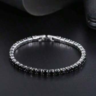 1pc Round Zirconia Stone Bracelet, Casual & Minimalist Women Chain Bracelets