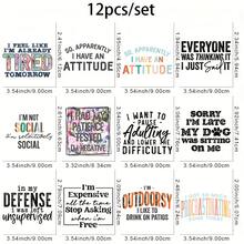 12-Piece Set Of Funny DIY Heat Transfer Stickers, Washable Heat Transfer Design, Suitable For Plastic Patches For DIY Clothing, T-Shirts, Masks, Jeans, And Backpacks. - Multicolor - View 3