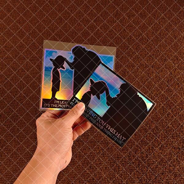 2pcs Red-Haired Pirate Cartoon Straw Hat Colorful Reflective Vinyl Car Stickers For Windshield, Bumper, Trunk, Motorcycle, Laptop, Scooter And PC Case - Vibrant Gift For Anime Fans, Car Decor Accessories