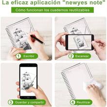 Cuaderno Inteligente A4, Libreta Reutilizable, Libreta de Notas Borrable Espiral, Libreta Digital Oficina y Escolares Sube Archivos y Anotaciones a la Nube, con Plumas y Recargas, para Adultos y Nios - inicial - Ver 4