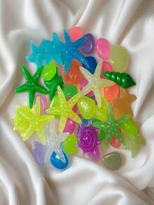 50/100/200pcs Mini Glow-In-The-Dark Resin Aquarium Decorative Stones, Ocean Elements, Beach Party, Compact High-Brightness Multicolor Fish Tank Landscape Lighting Stones, Long-Lasting Luminous Stones, Christmas Gift, Suitable For Various Environments