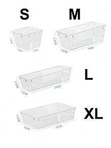 1/4件装厨房餐具收纳盒、桌面抽屉收纳盒、家用文具杂物整理透明分格化妆品盒、蔬果冰箱抽屉收纳盒 - 彩色 - 查看 6