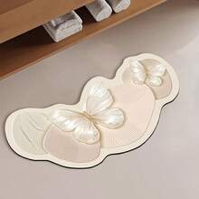 1/3pcs Bathroom Anti-Slip Absorbent Mat, Faux Pearl Butterfly Silica Gel Mat, Retro Pattern Bathroom, U-Shaped Toilet Mat, Washbasin Absorbent Foot Mat, 2.5mm Thickness Christmas Decor Kitchen Rug - Clear - View 14