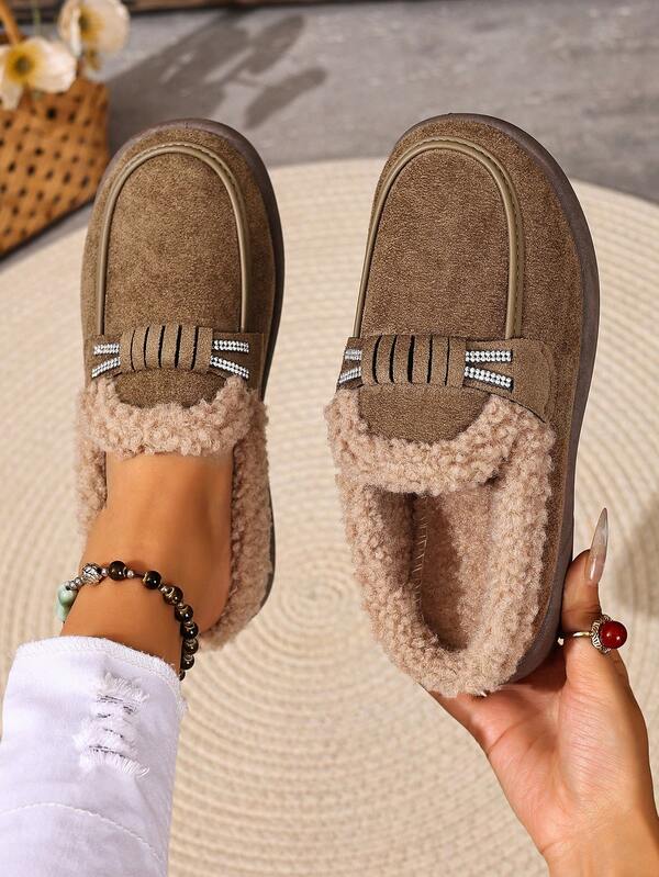 Women's Solid Color Slippers, Lightweight Slip-On Indoor Slippers For Winter, Flat Slip-On Women Slippers, Home Floor Slippers, Ladies Slippers