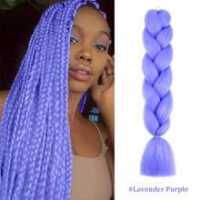 24英寸渐变色编织接发，紫色巨型编织假发 - 高温合成钩编辫子，适合所有肤色，日常佩戴 - 彩色 - 查看 16